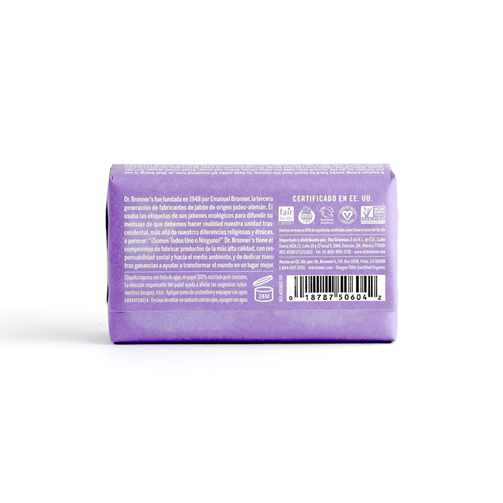 Jabón en barra de castilla lavanda 140 g Dr.Bronner’s