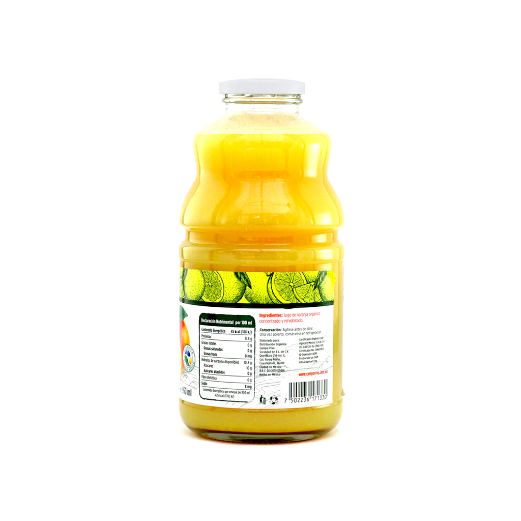 Jugo naranja orgánico 950 ml Campo Vivo