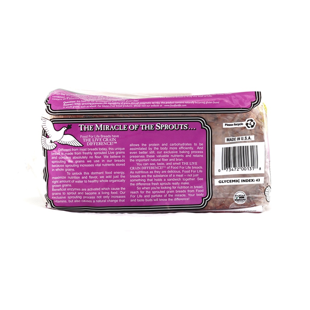 Pan cereales germinados con pasitas y canela 680 g Ezekiel