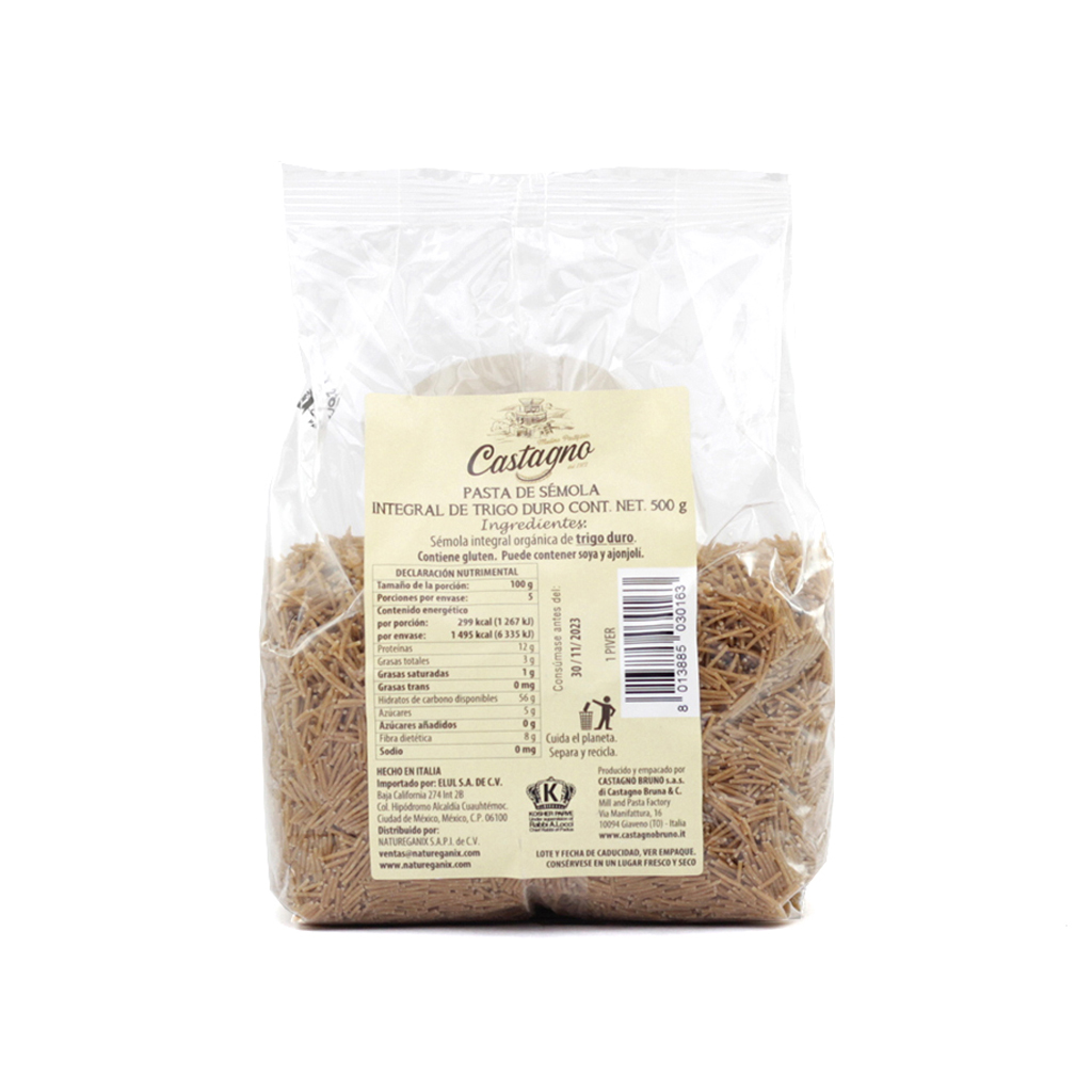 Pasta fideo de trigo duro integral 500 g Castagno