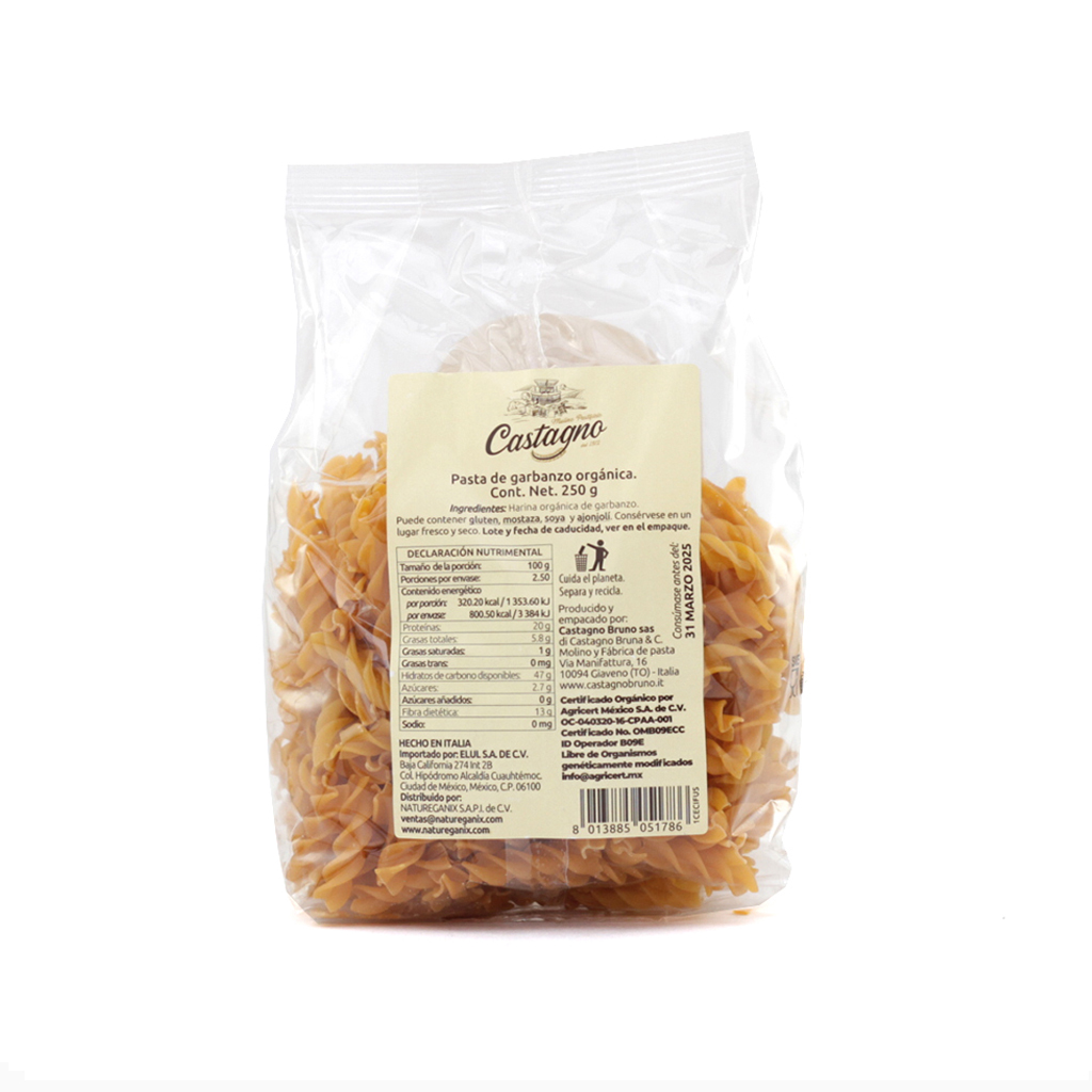 Pasta fusilli de garbanzo 250 g Castagno