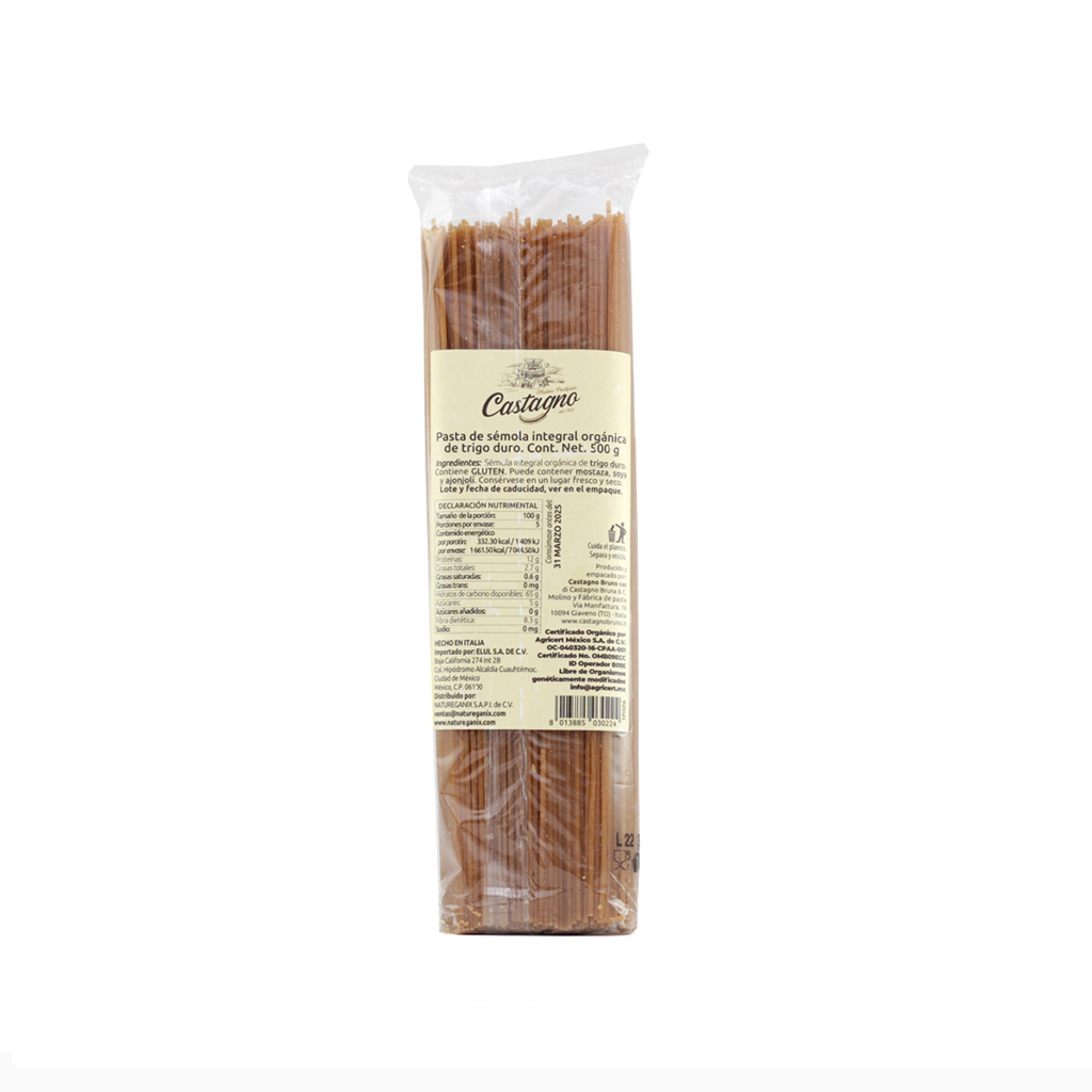 Pasta spaghetti de trigo Integral  500 g Castagno