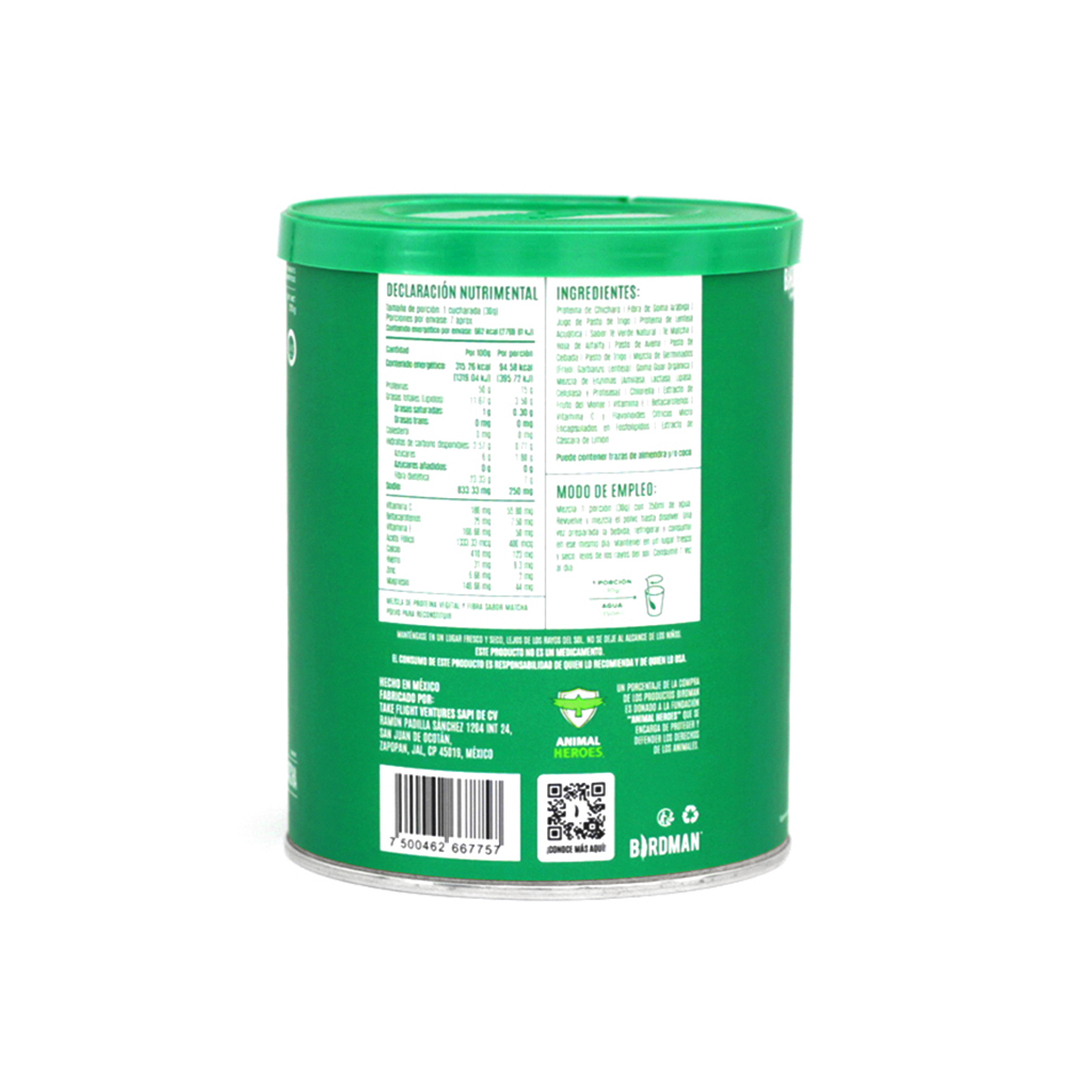 Proteina vegetal Matcha 210g Parrot greens Bridman