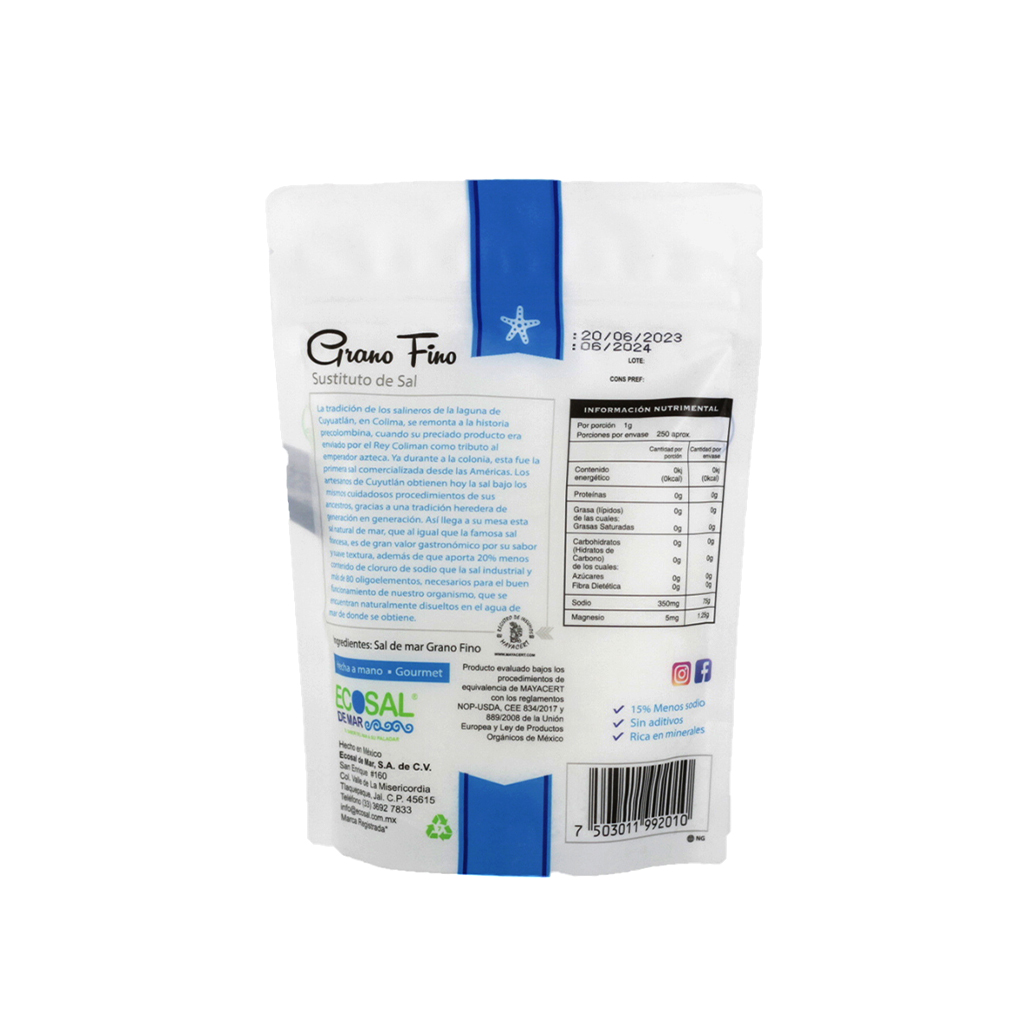 Sal de mar grano fino 250 g Ecosal