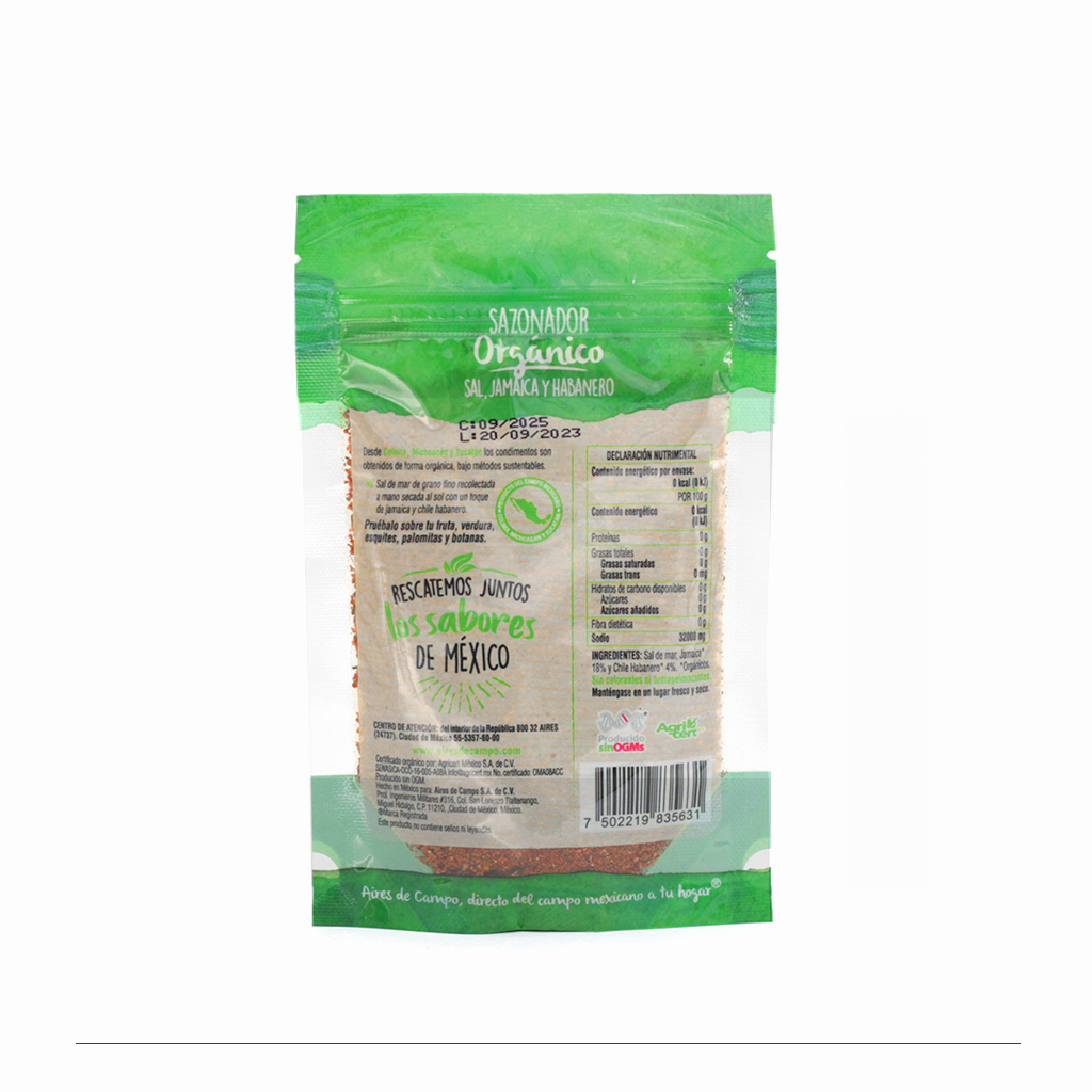 Sazonador sal, jamaica y chile habanero 80 g Aires de Campo
