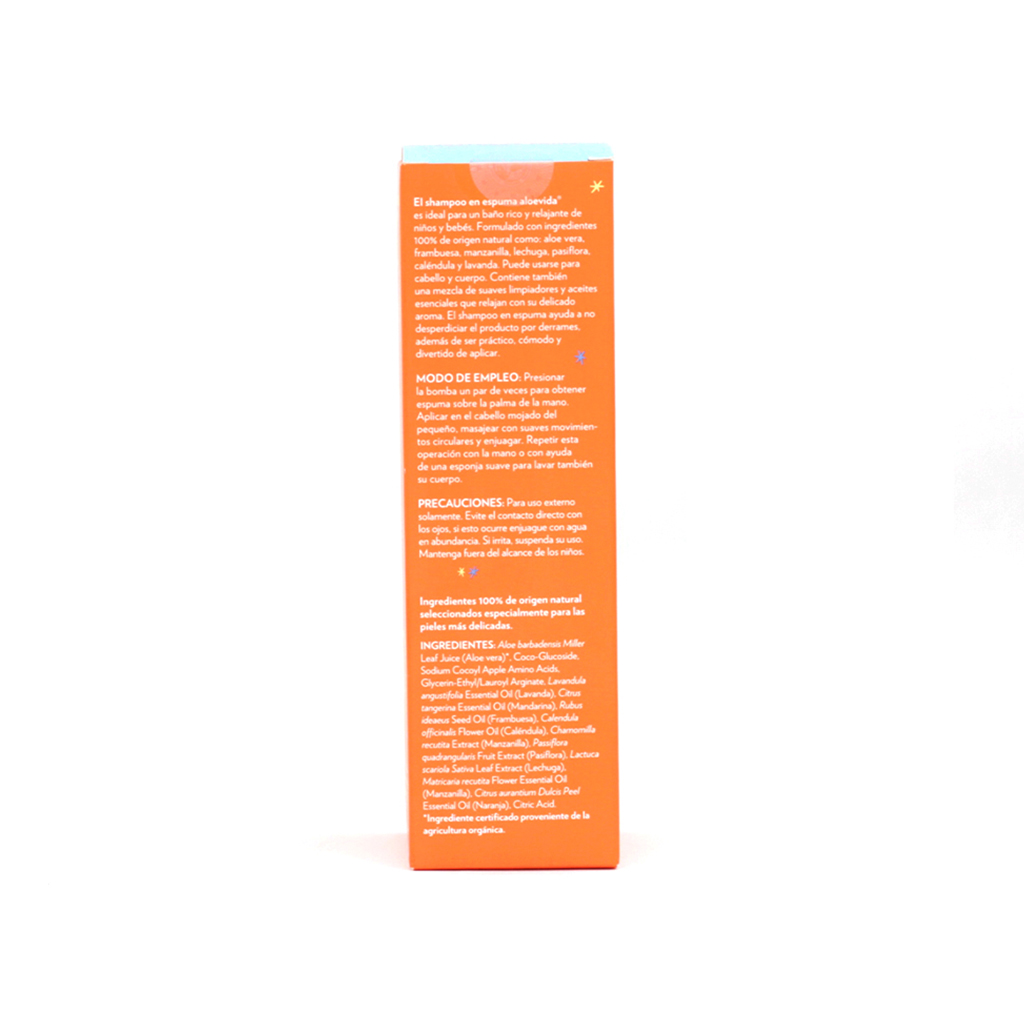 Shampoo para cuerpo y cabello en espuma para bebé 150 ml Aloevida