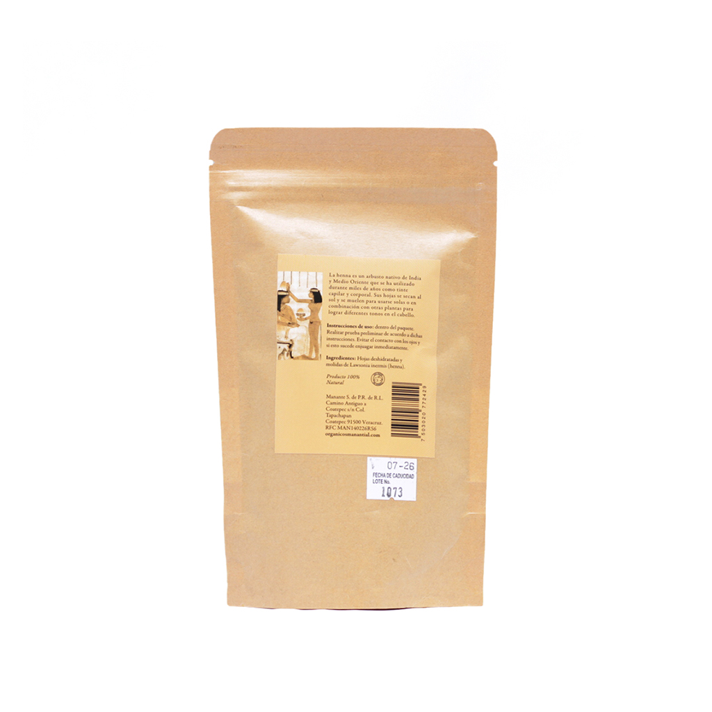 Tinte vegetal cabello de henna tono medio 100g Manantial de la Flores
