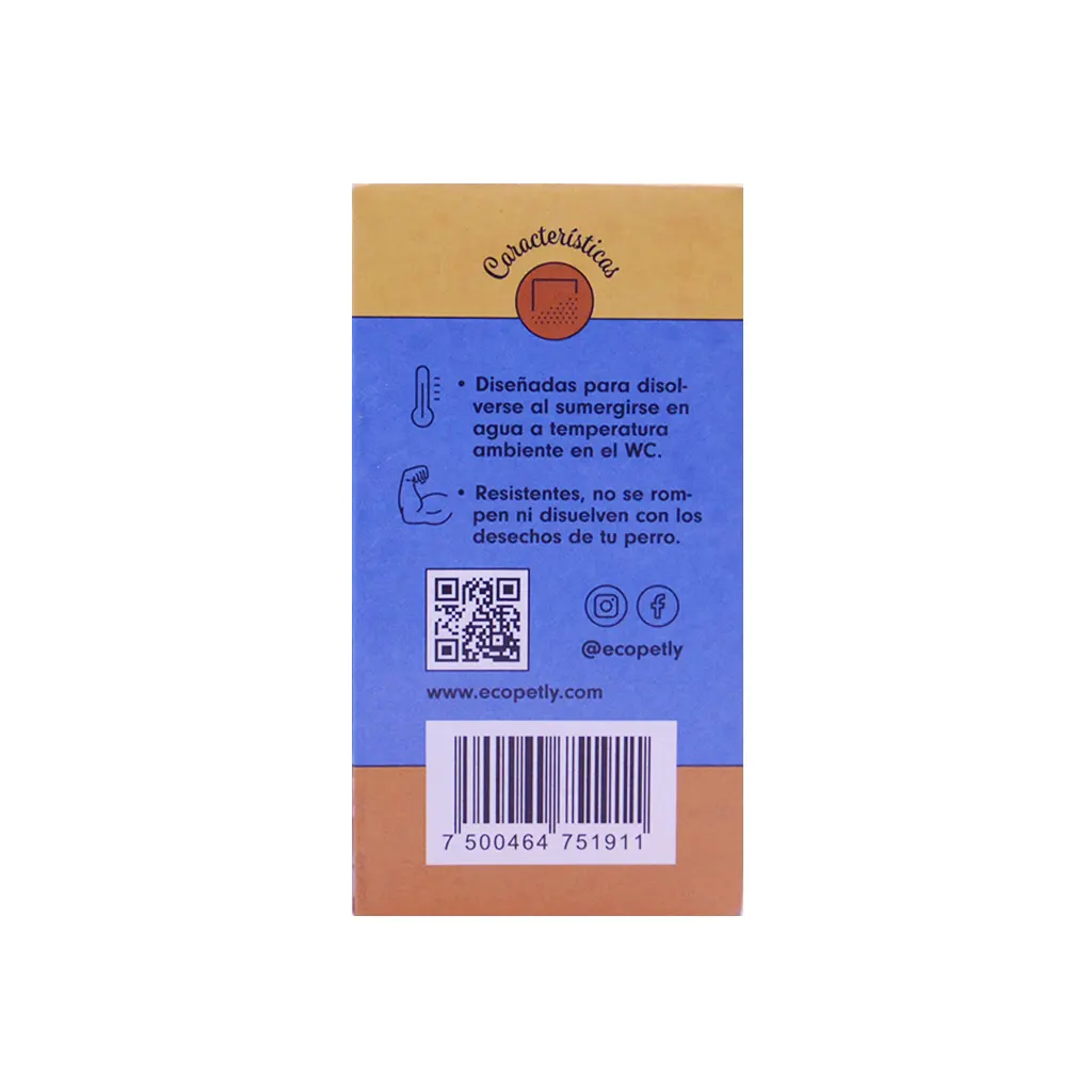 Bolsas hidrosolubles para heces 3 rollos 30 pzas Ecopetly