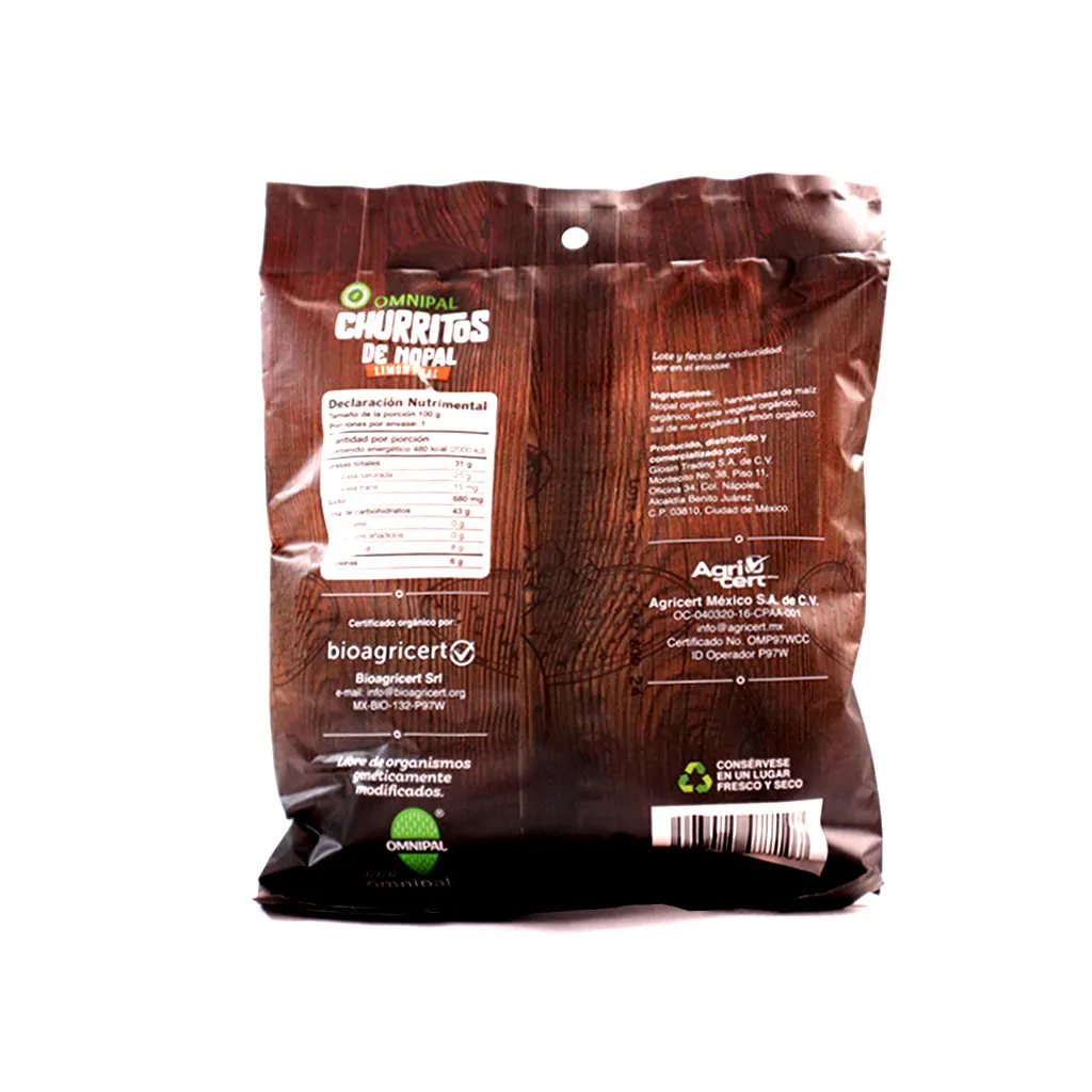 Churritos de nopal con sal y limón 100 g Omnipal