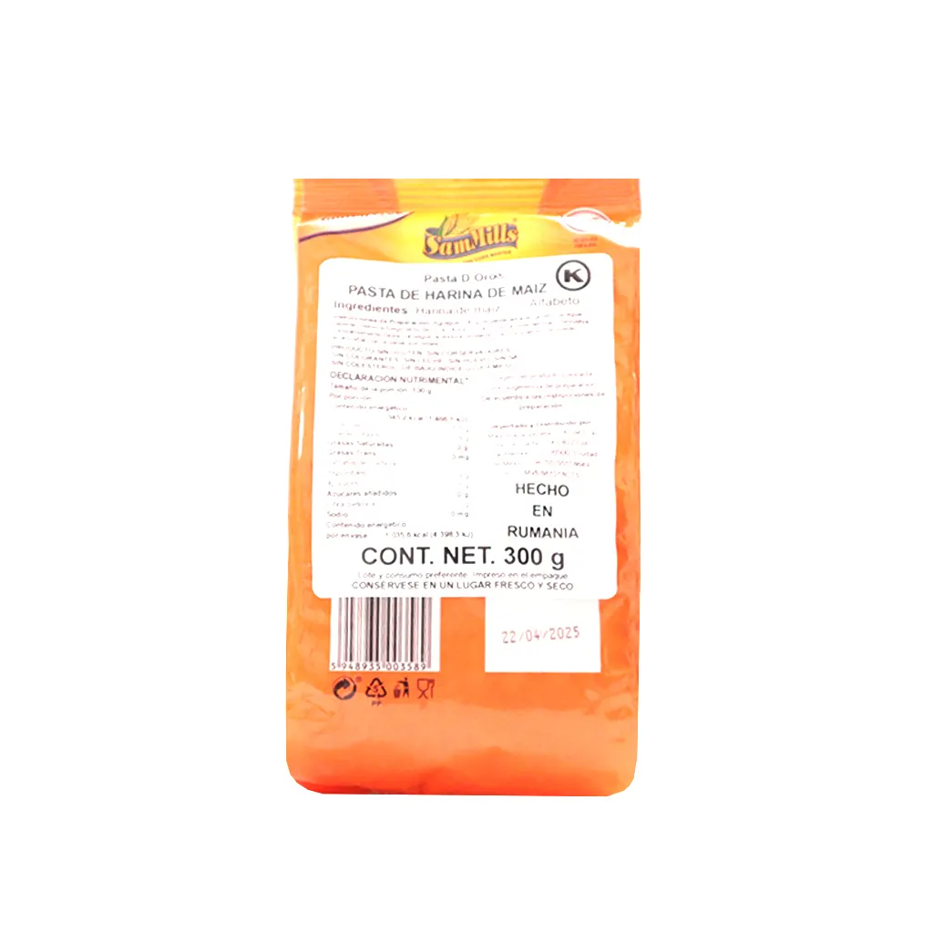Pasta de maíz alfabeto 300 g D'oro