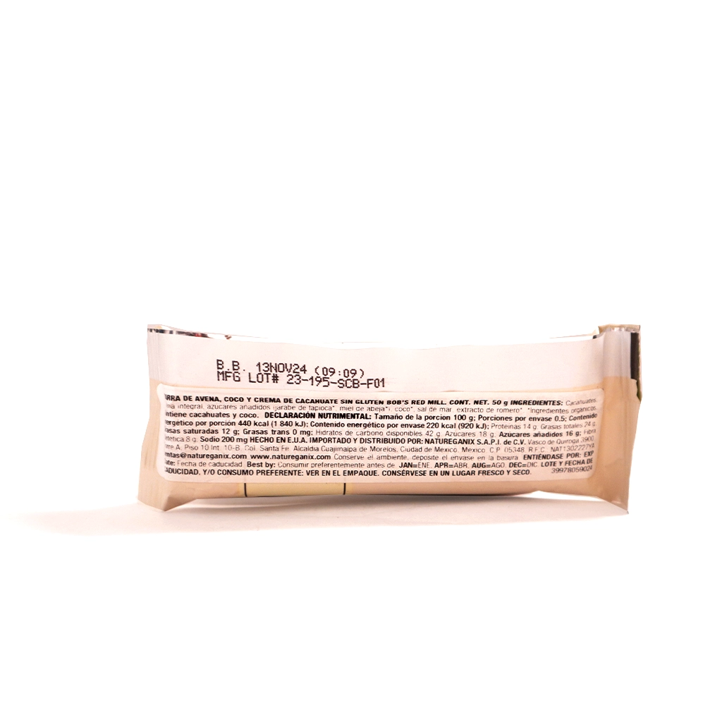 Barra de avena con mantequilla de cacahuate y coco 50 g Bob´s Red Mills