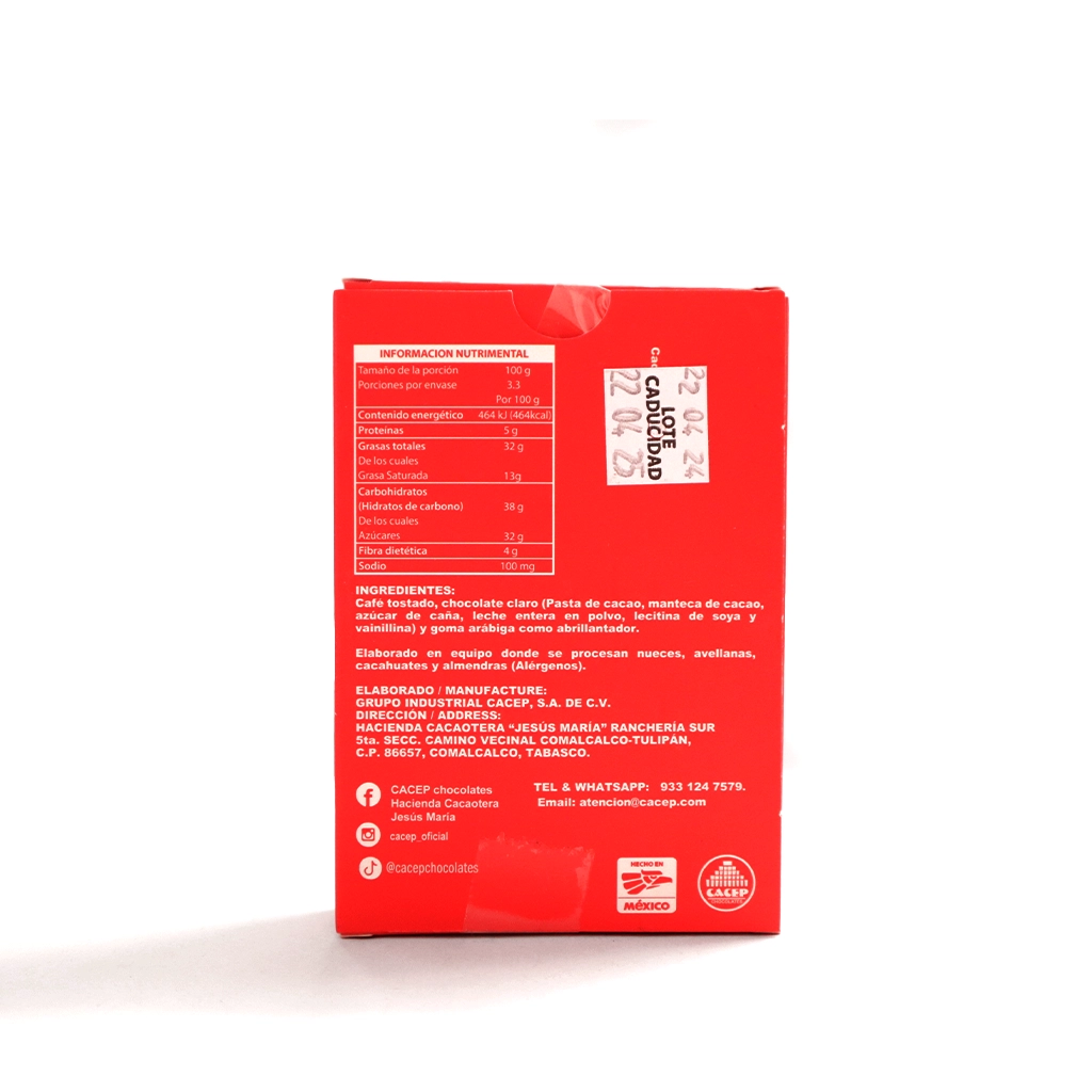 Café confitado con chocolate claro 30 g Cacep