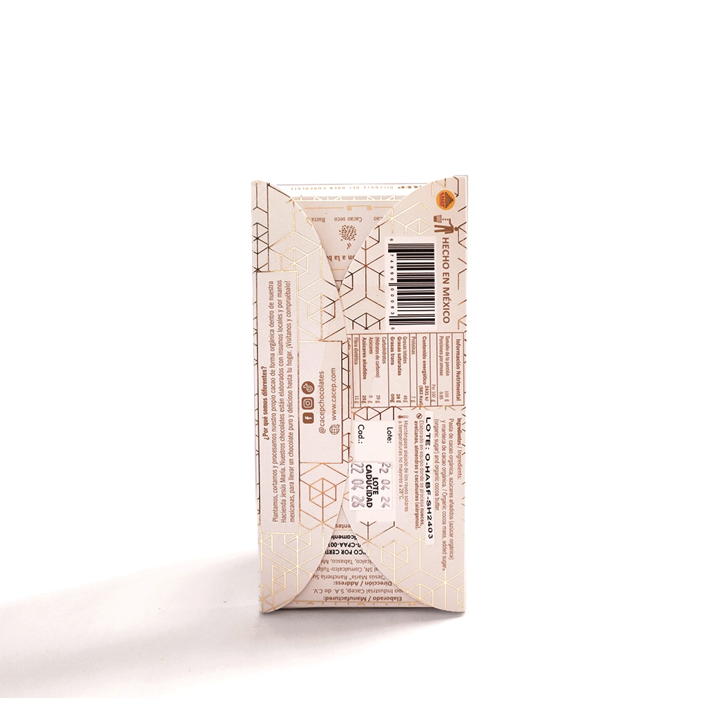 Barra de chocolate criollo blanco 75% cacao 85 g Cacep