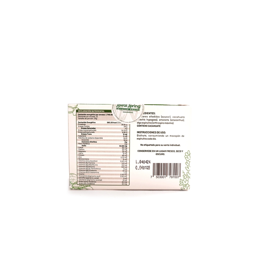 Mazapán con espirulina y amaranto 25 g Spiral Spring