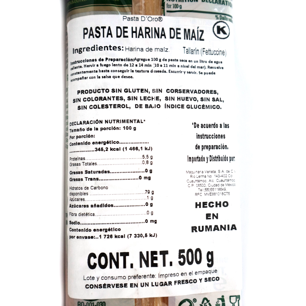 Pasta de maíz spaghetti 500 g D'oro