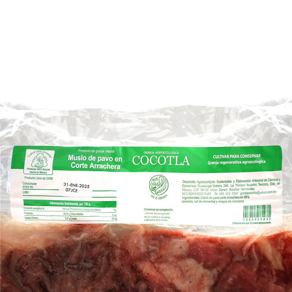 Muslo de pavo arrachera 500 g Cocotla