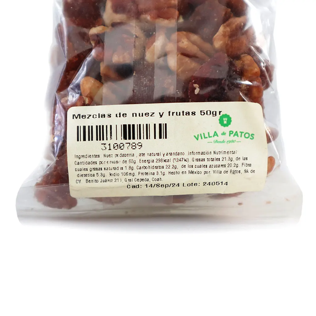 Mezcla de nuez y frutas 50 g Villa de Patos