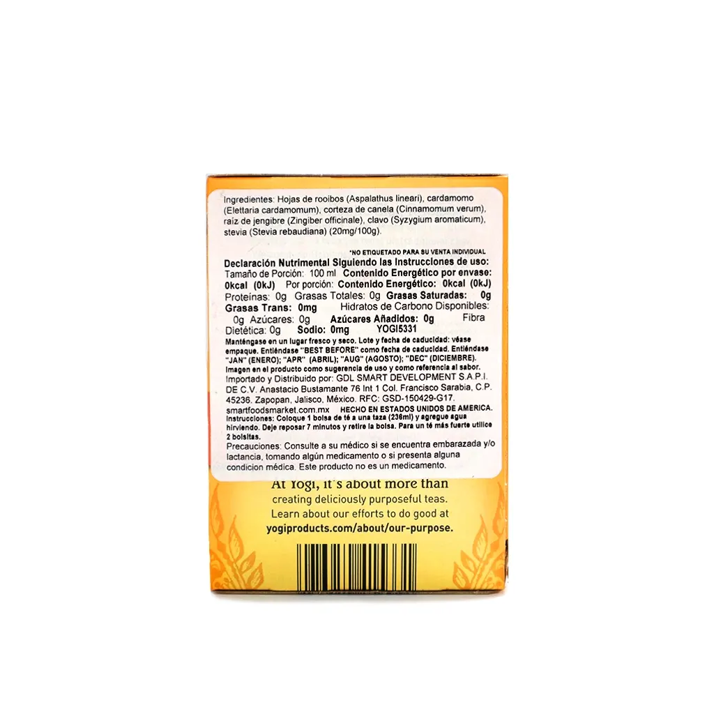 Infusión chai de rooibos 32 g Yogi