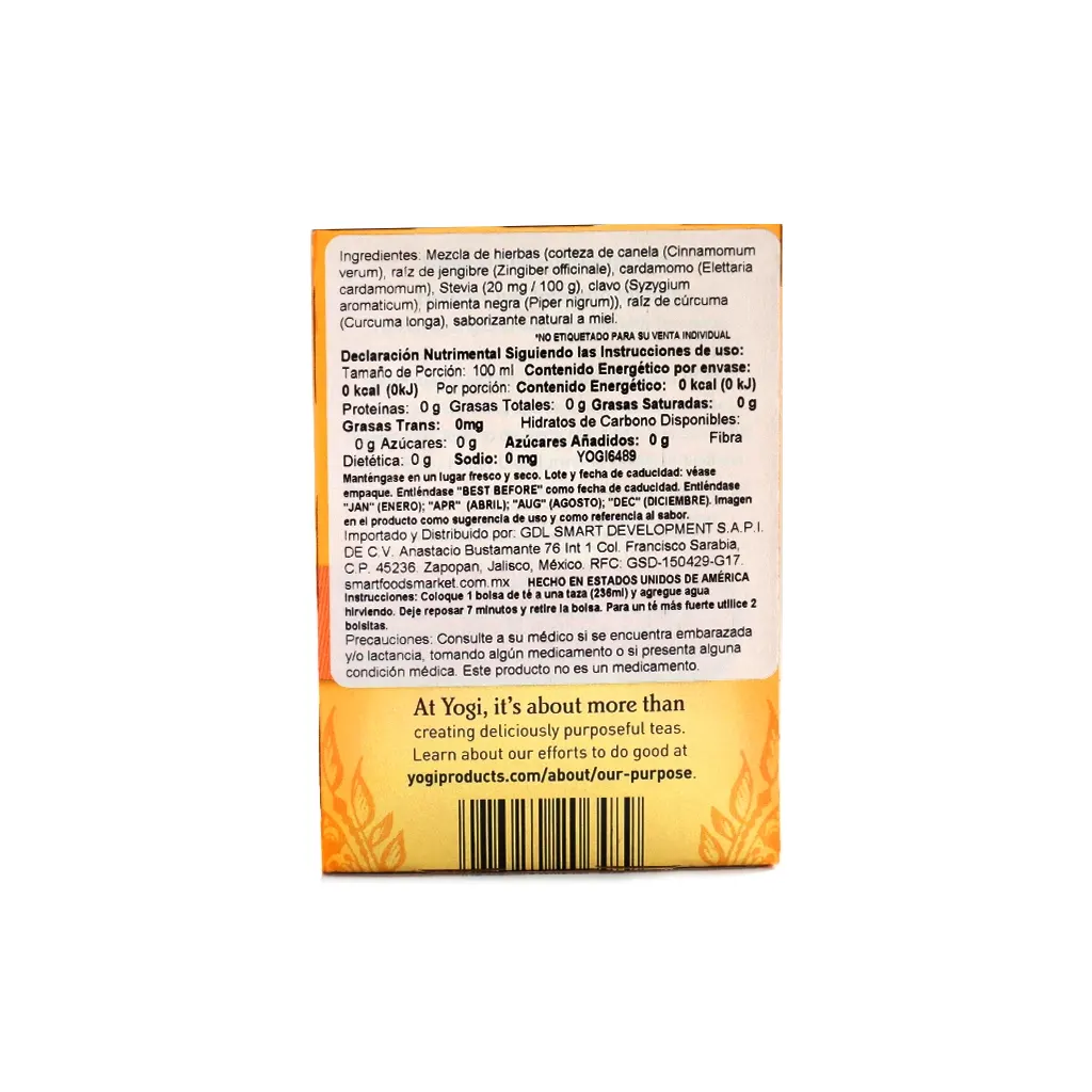 Infusión sabor cúrcuma y miel 32 g Yogi