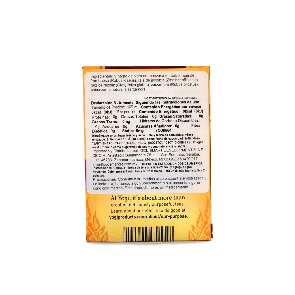Infusión sabor sidra de manzana y mora 29 g Yogi
