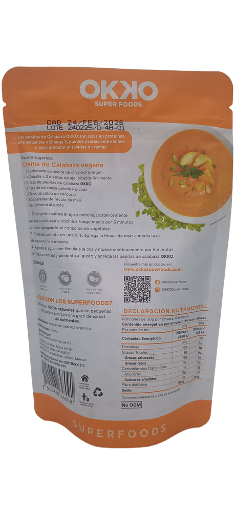 Pepitas de calabaza 200 g Okko