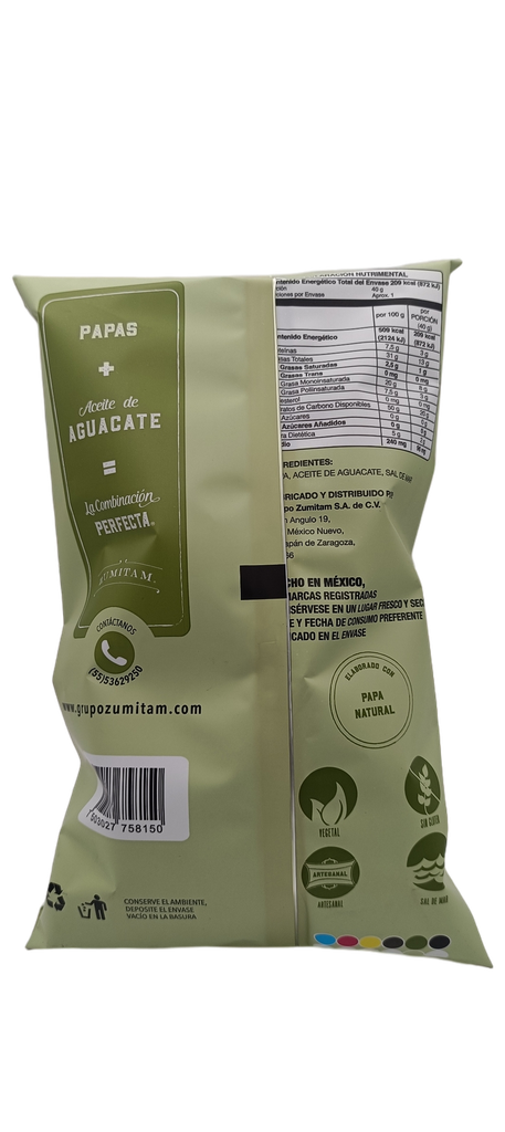 Papas con aceite de aguacate 40 g Zumitam