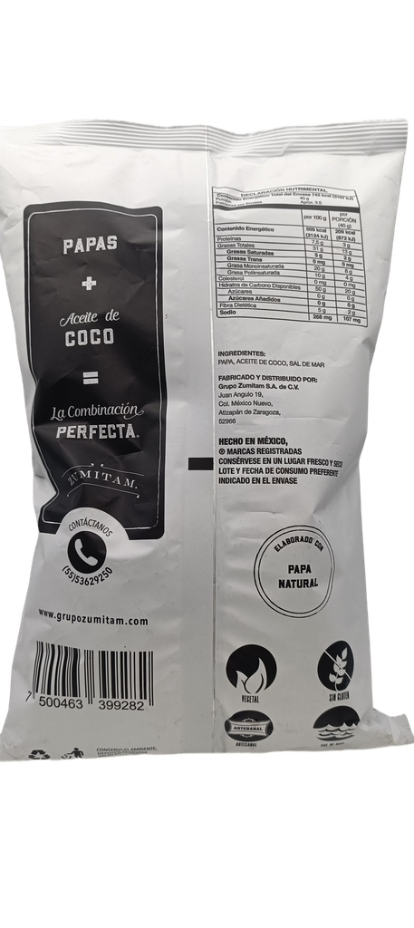 Papas con aceite de coco 142 g Zumitam