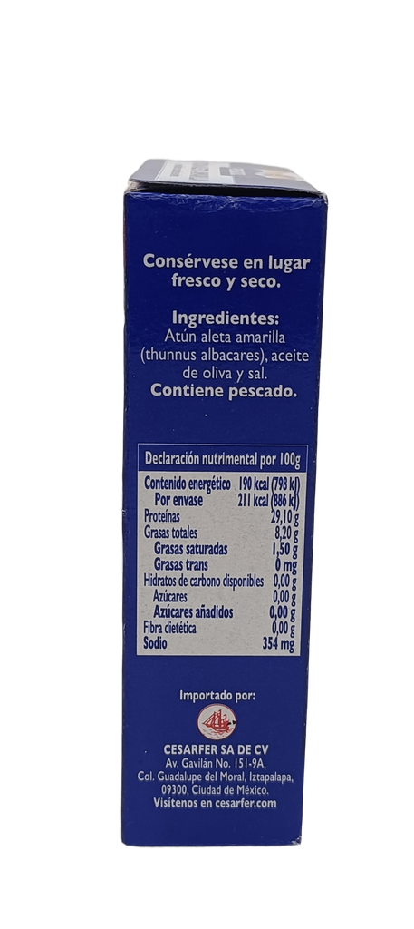 Atún claro aleta amarilla en aceite de oliva  111 g Peskera