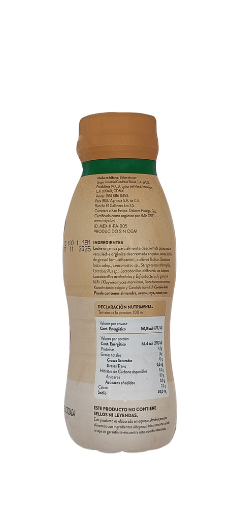 Kéfir deslactosado natural orgánico 250 ml Bové