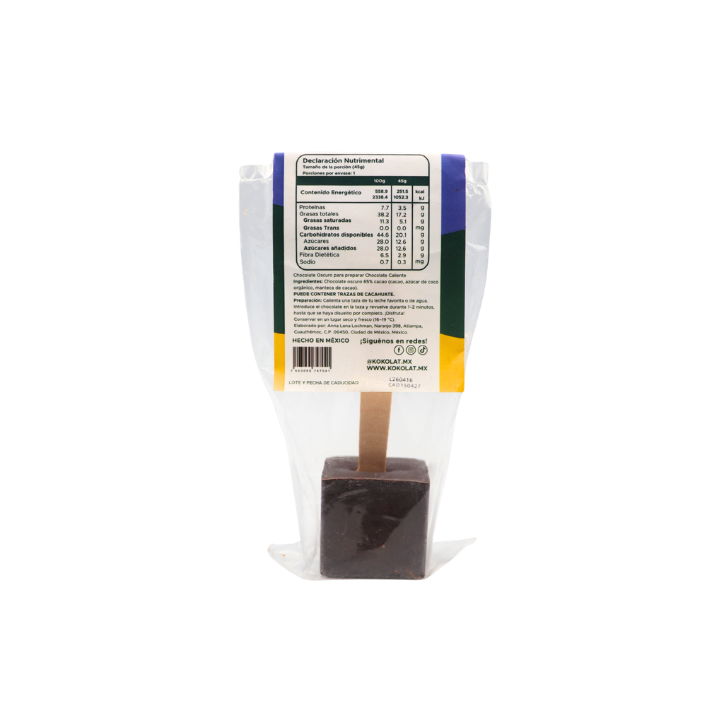 Paleta de chocolate 65% cacao 45 g Kokolat 