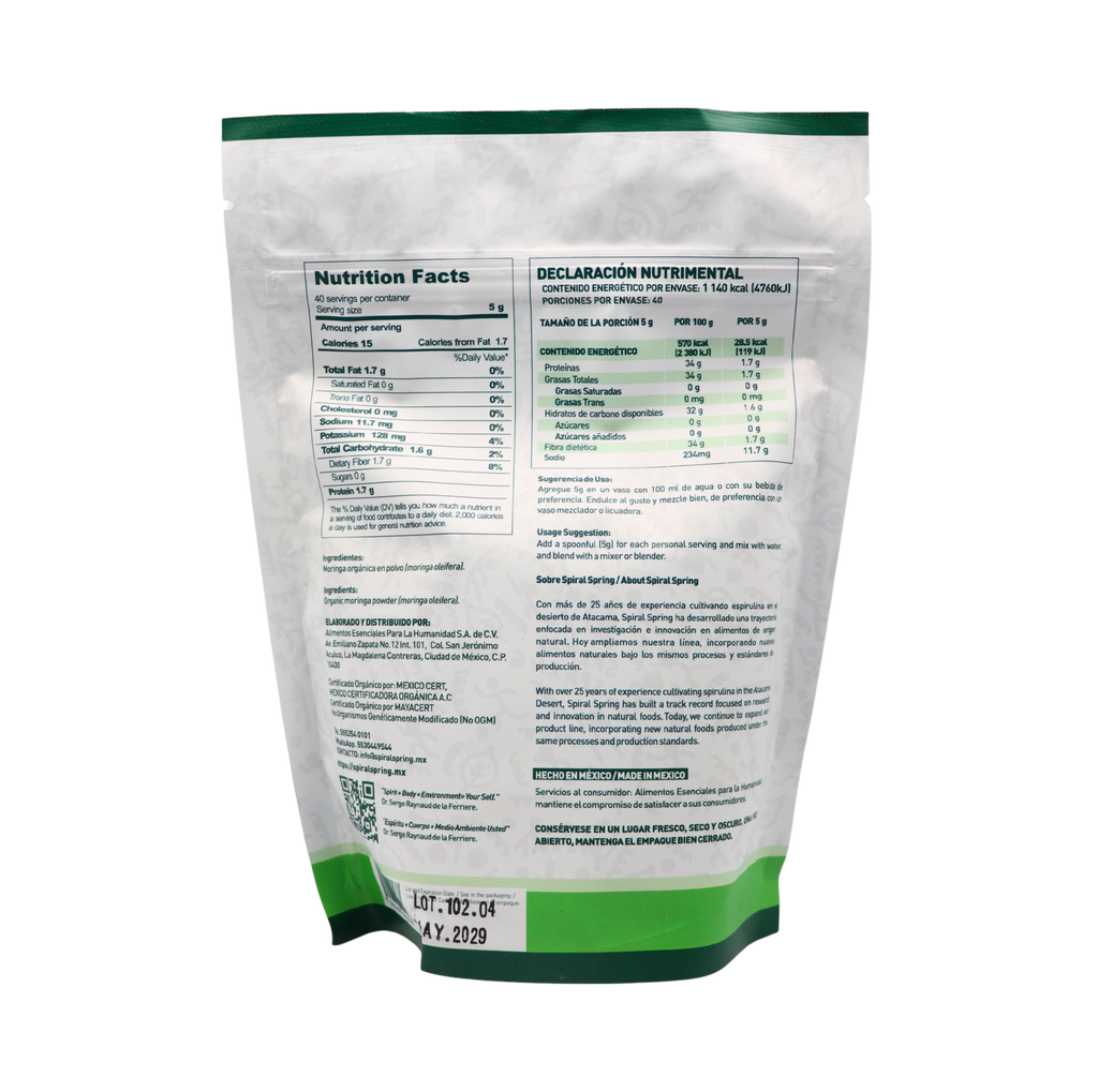 Moringa en polvo orgánica 200 g Spiral Spring