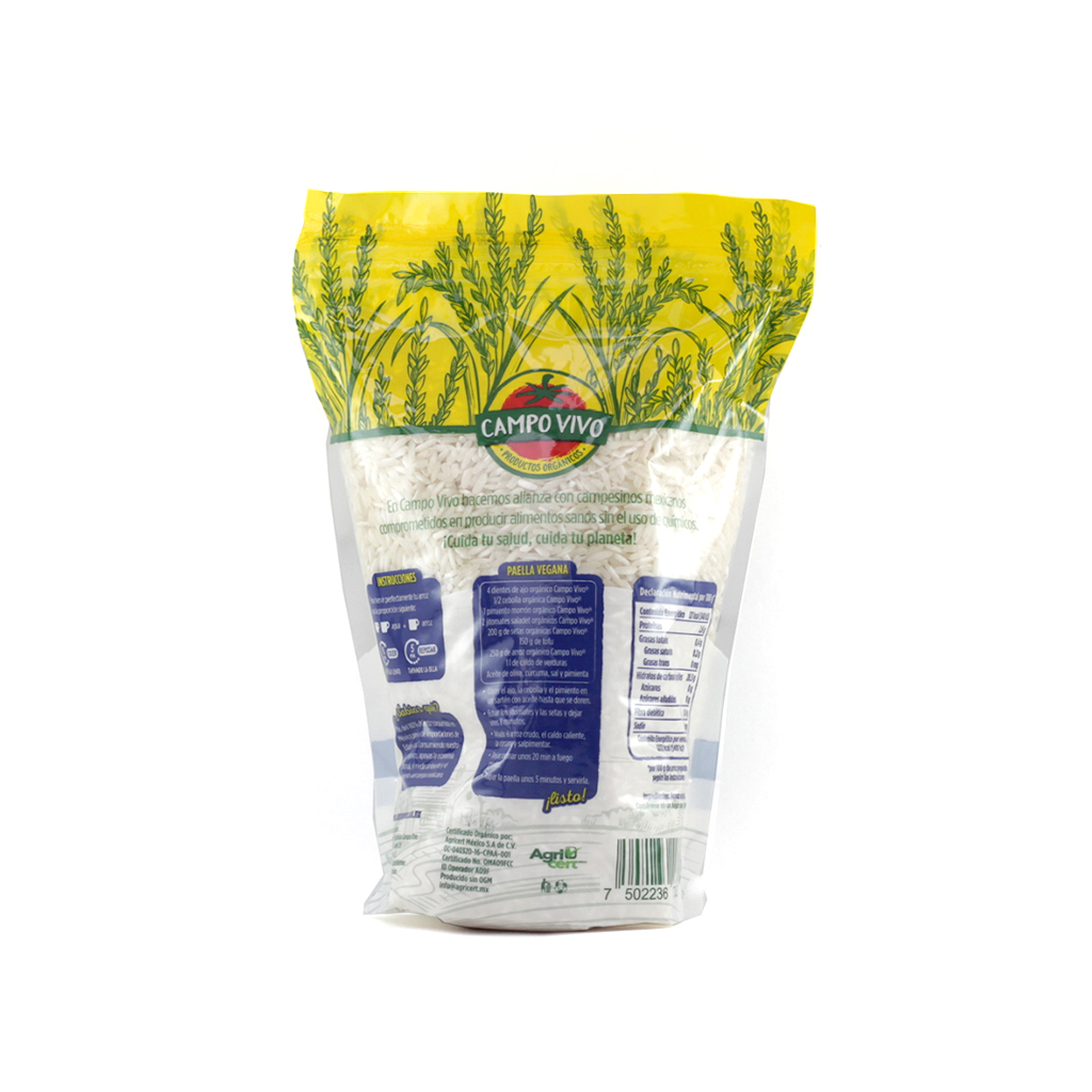 Arroz blanco orgánico 1 kg Campo Vivo