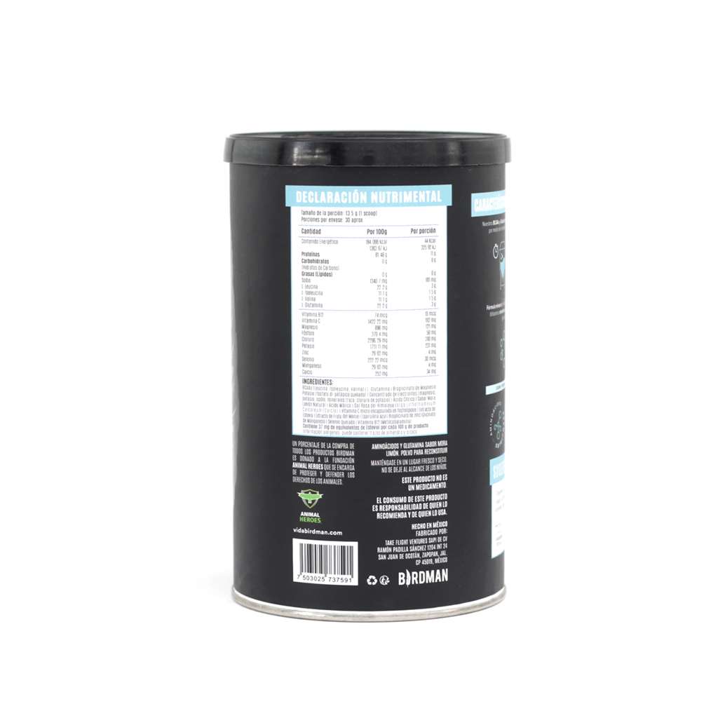 BCAA y glutamina mora limón 405 g Bridman