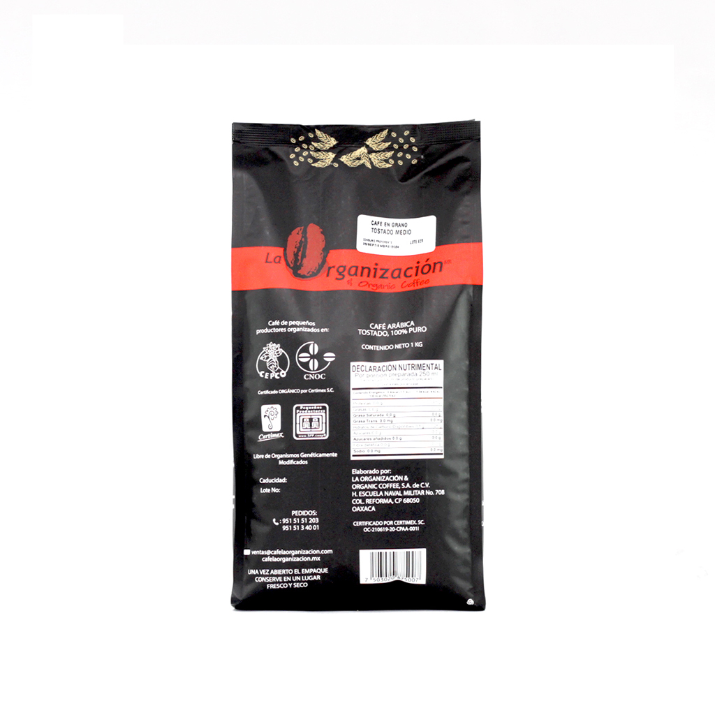Café americano en grano 1 kg La Organización