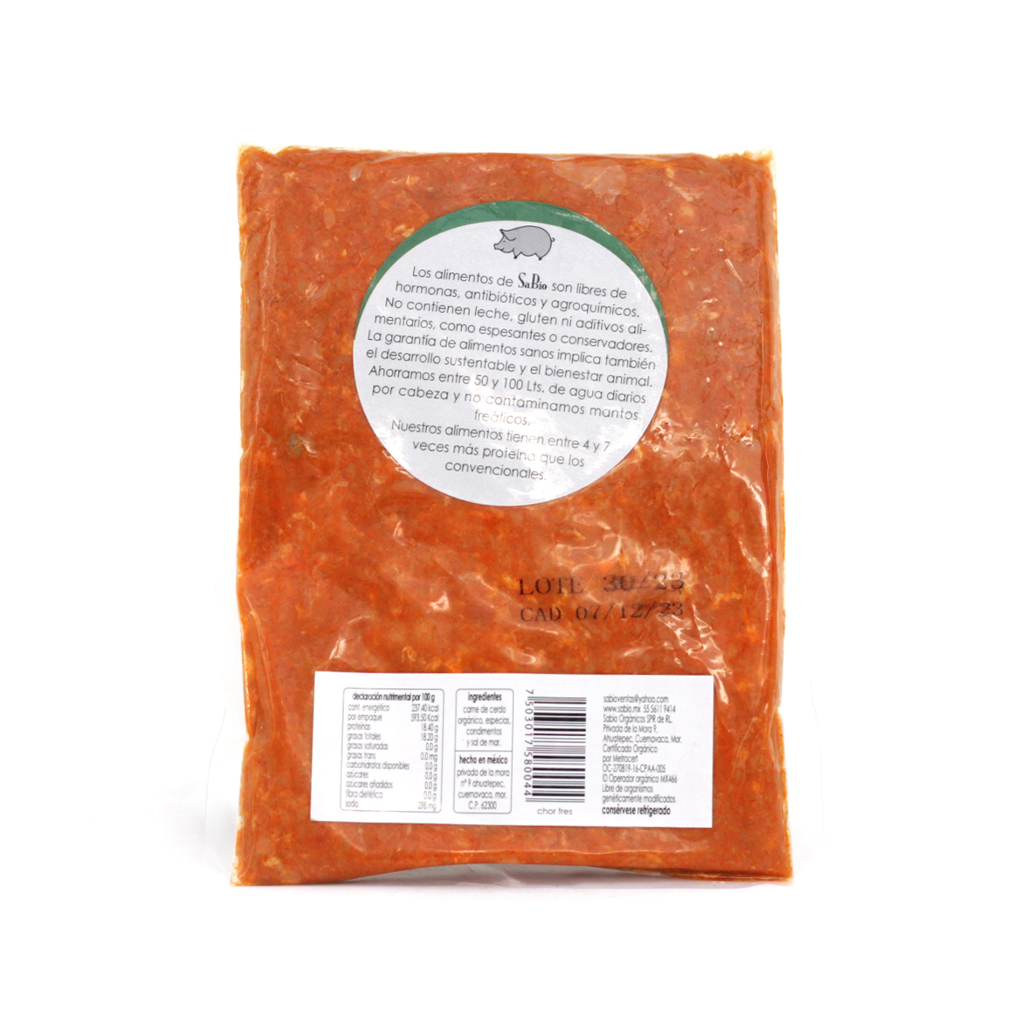 Chorizo fresco de cerdo 250 g Sabio