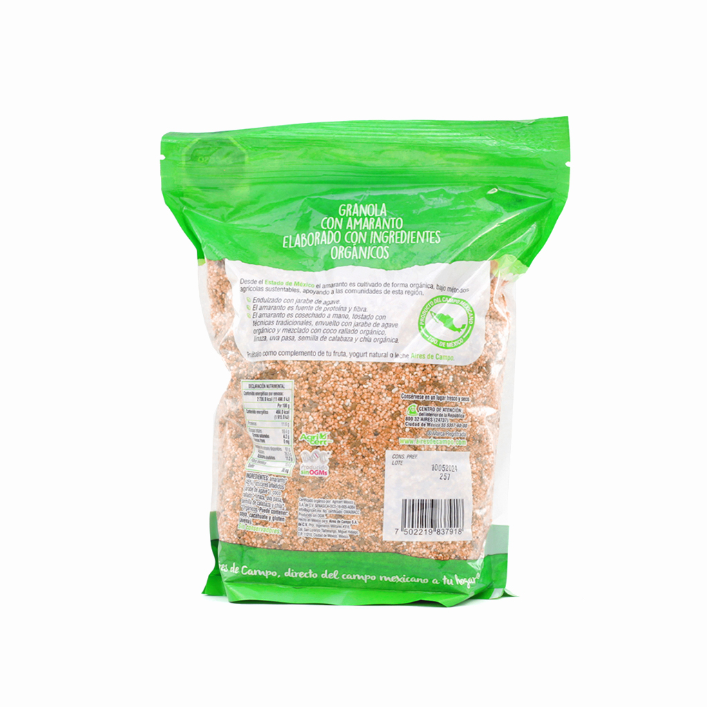 Granola con amaranto y miel de agave 600 g Aires de Campo