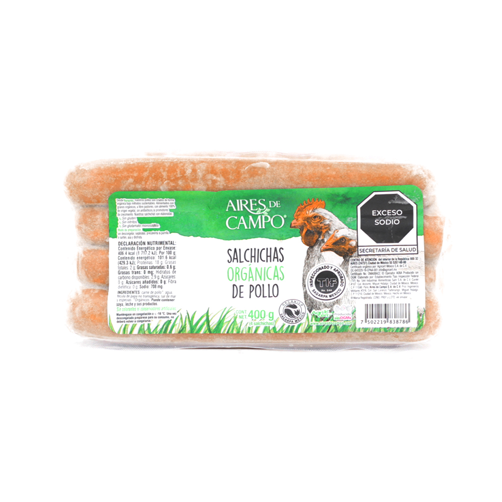 Salchicha de pollo orgánico 400 g Aires de Campo