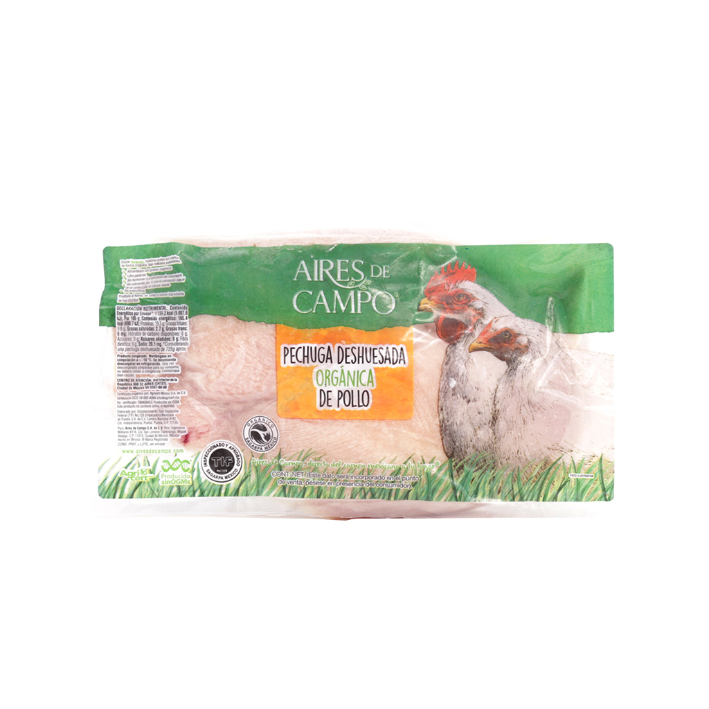 Pechuga deshuesada de pollo orgánico kg Aires de Campo