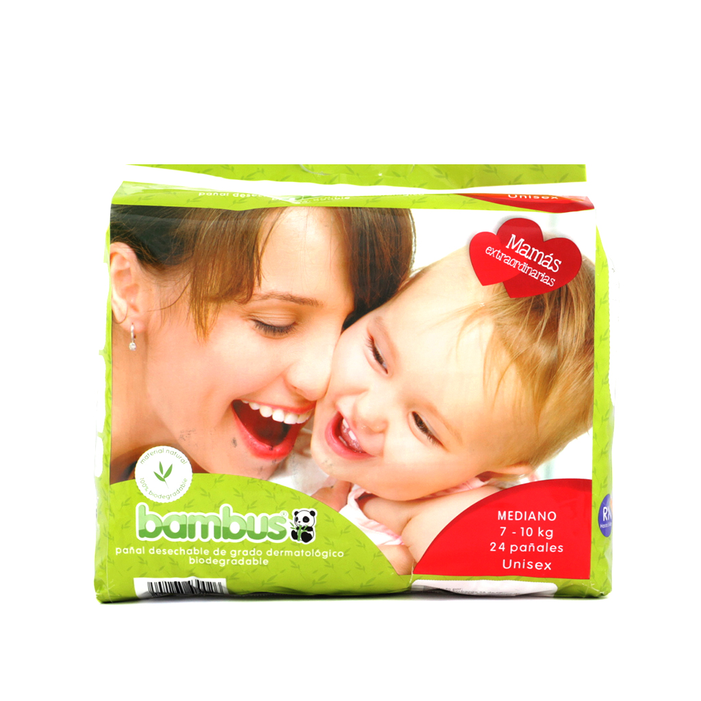 Pañales medianos desechables para bebé 24 pzas Bambús