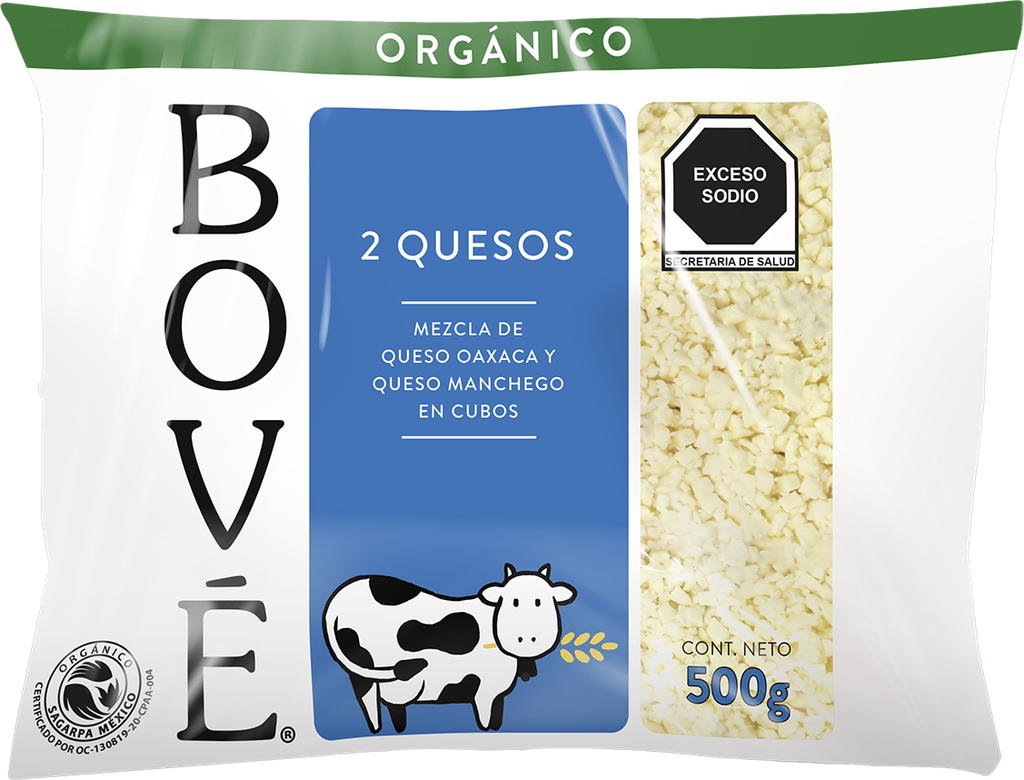 Queso Cubicado dos Quesos 500 Gr Oaxaca y Manchego Orgánico  Bové 