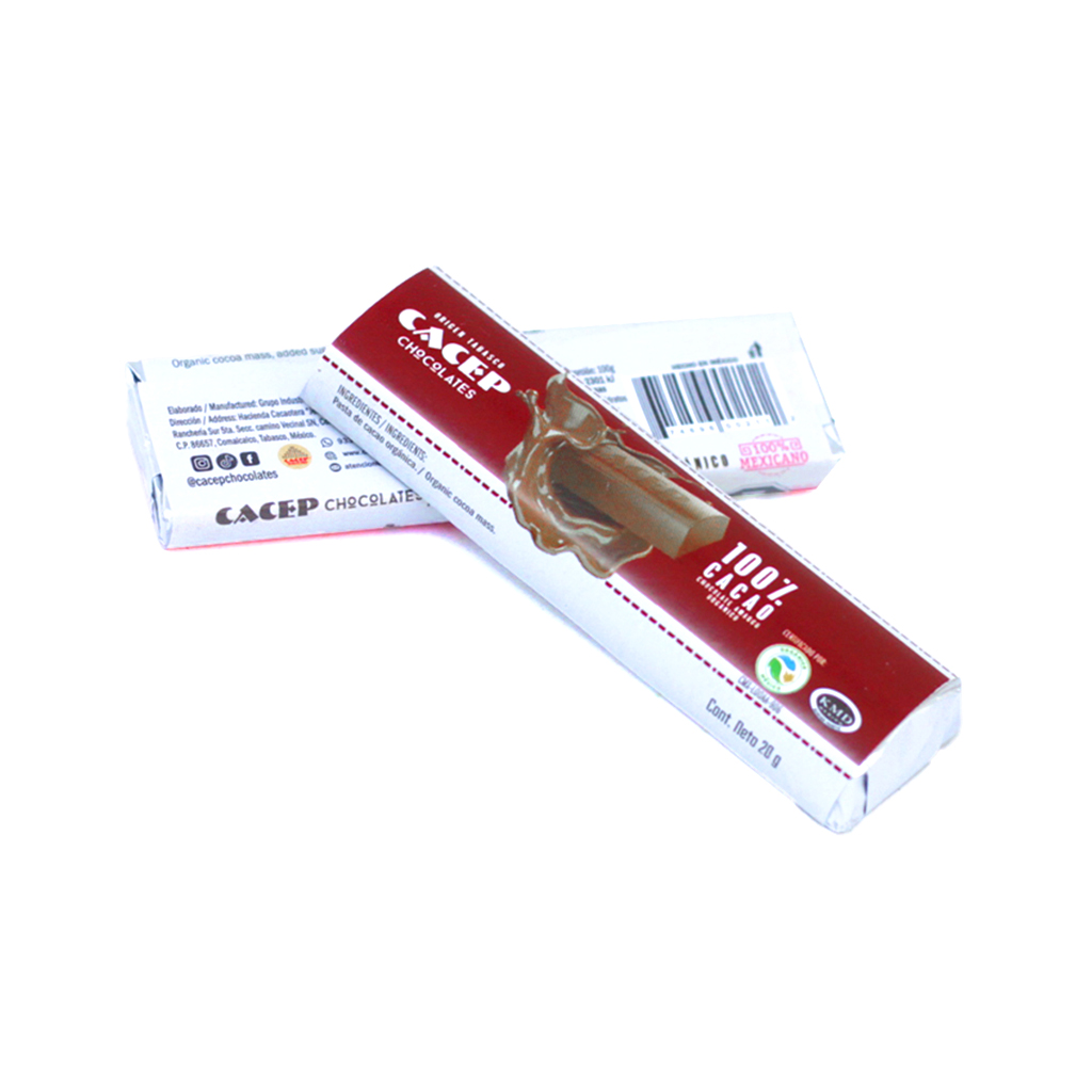 [674896002075] Barra de Chocolate 100% Cacao 20 G Cacep