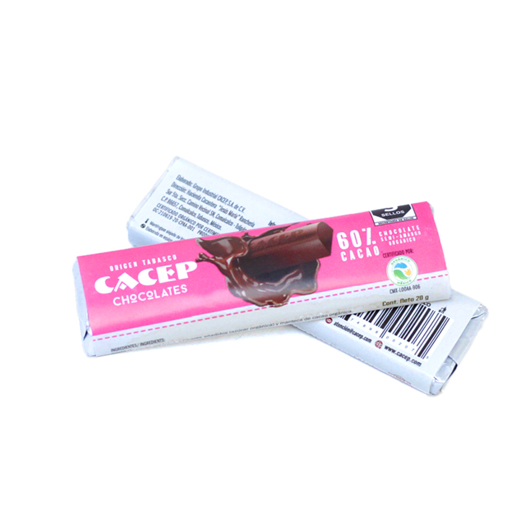 Barra de Chocolate 60% Cacao 20 G Cacep