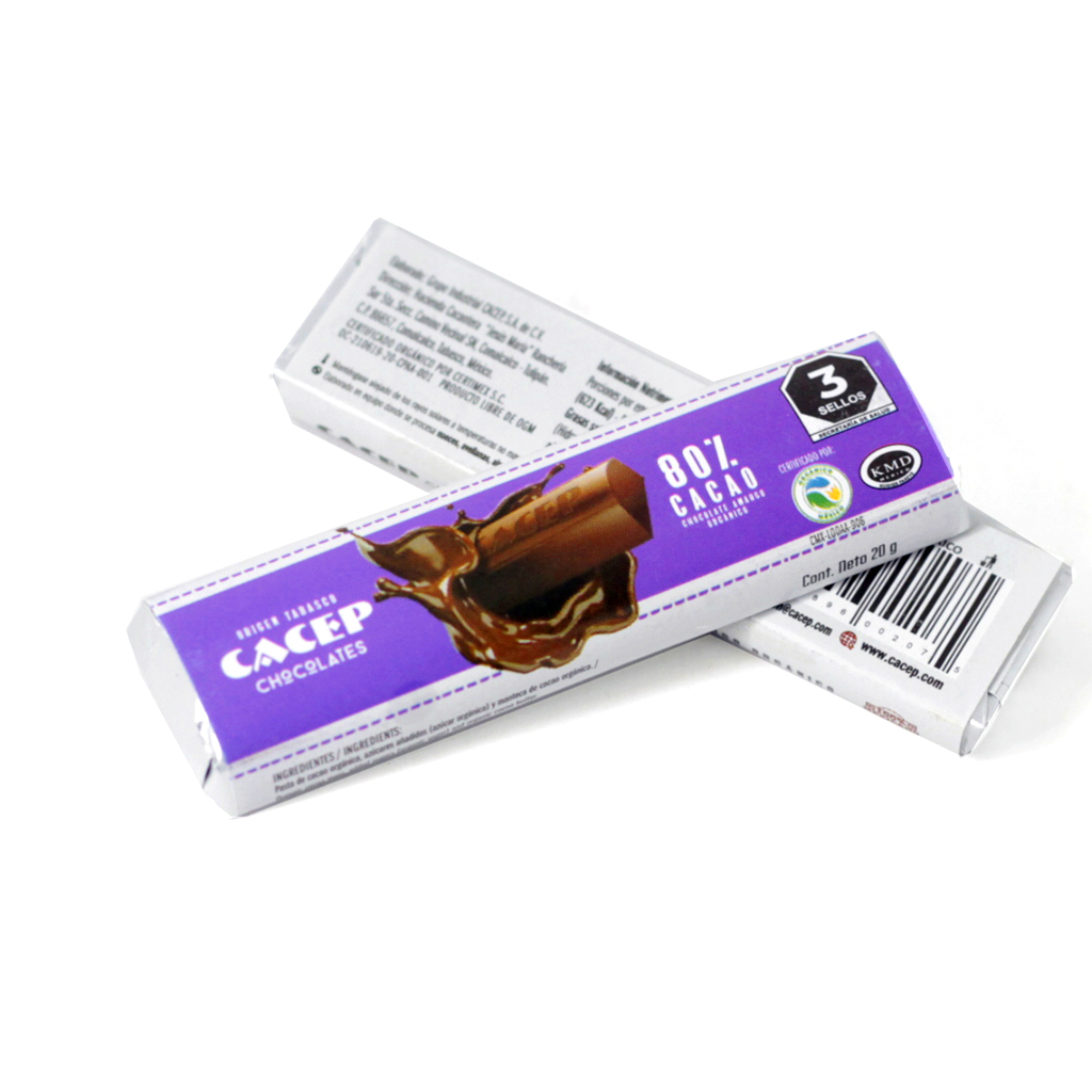Barra de Chocolate 80% Cacao 20 G Cacep