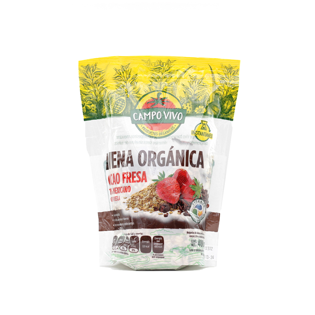 Avena Chocolate Fresa  Orgánica 400 gr Campo Vivo