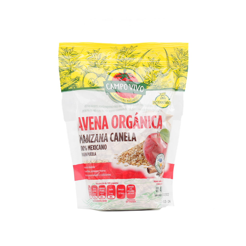 Avena manzana canela orgánica 400 g Campo Vivo