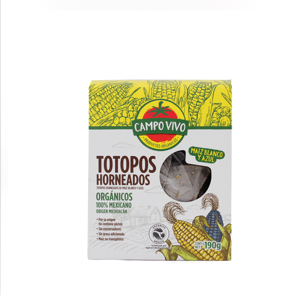 Totopos de maíz orgánicos 190 g Campo Vivo