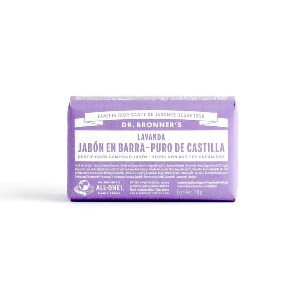 Jabón en barra de castilla lavanda 140 g Dr.Bronner’s