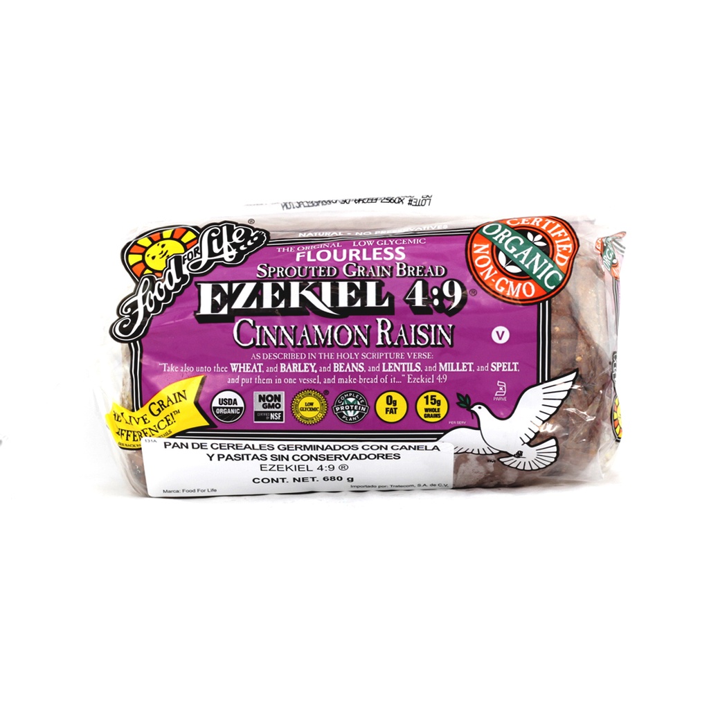 [073472001318] Pan cereales germinados con pasitas y canela 680 g Ezekiel