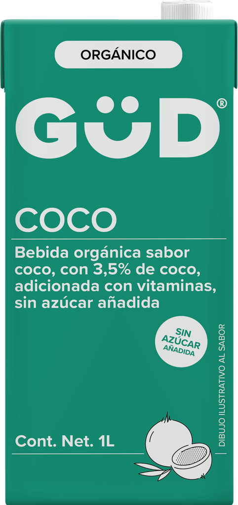 Bebida de coco orgánica sin azúcar 1L Gud 