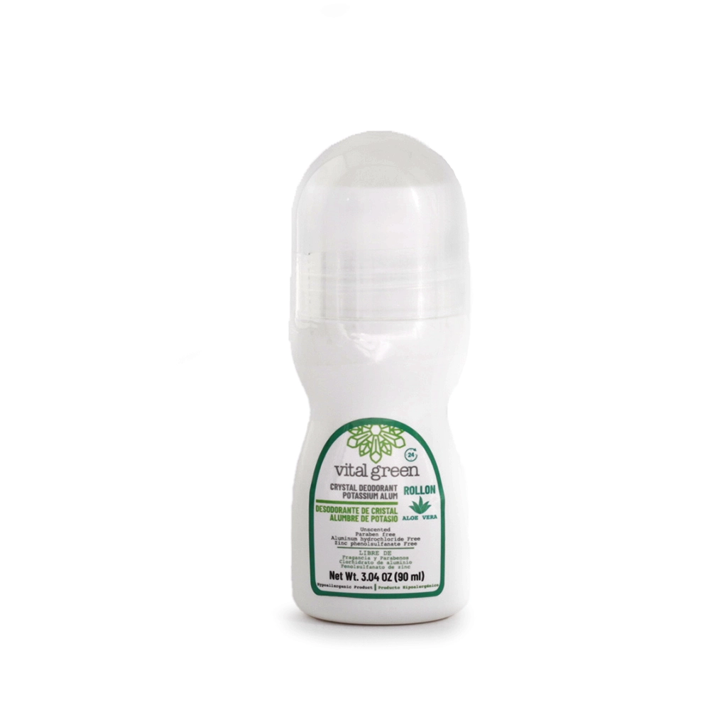 Desodorante roll on alumbre de potasio con aloe vera 90 ml Vital Green